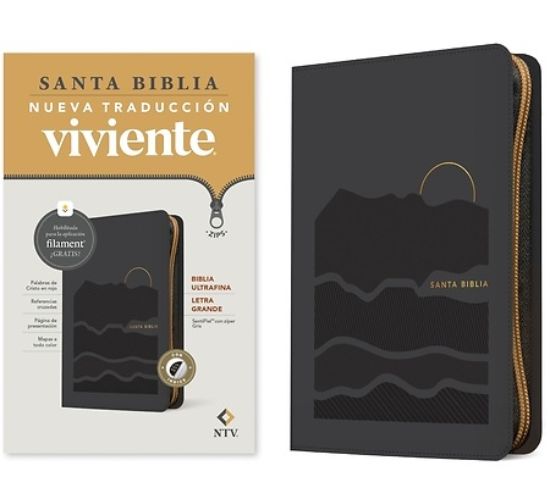 Picture of Biblia Ultrafina Ntv, Letra Grande de Zíper Con Filament (Sentipiel, Gris, Índice, Letra Roja)