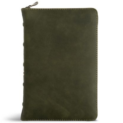 Picture of CSB Personal Size Bible, Holman Handcrafted Collection, Zipper Closure, Olive Premium Calfskin