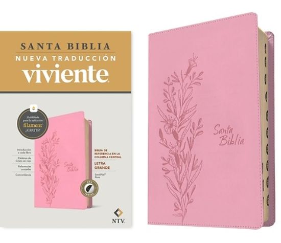 Picture of Biblia de Referencia En La Columna Central Ntv, Letra Grande Con Filament (Sentipiel, Rosa, Índice, Letra Roja)