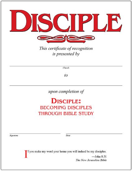 Picture of Disciple I Becoming Disciples Through Bible Study Certificate [PDF Download]