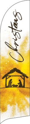 Picture of Christmas Nativity White and Gold Flag Banner