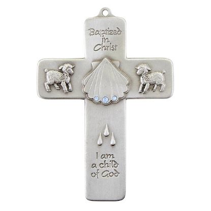 Picture of Wall Cross - Pewter - Baptism - Boy
