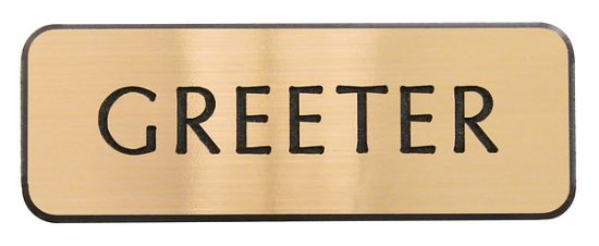 Picture of Contemporary Engraved Gold Greeter Badge