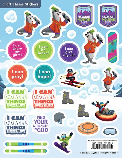 Picture of VBS 2026 Snowball Mountain Challenge Craft Theme Stickers (Pkg of 12)