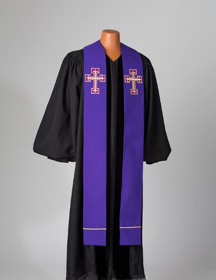 Picture of Contemporary Double Overlay Cross Stole Purple - 110"