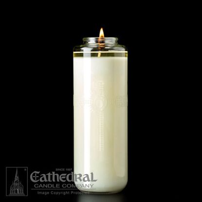 Picture of Cathedral Domus Christi 51% Beeswax 8-Day Glass Bottle Style Sanctuary Light