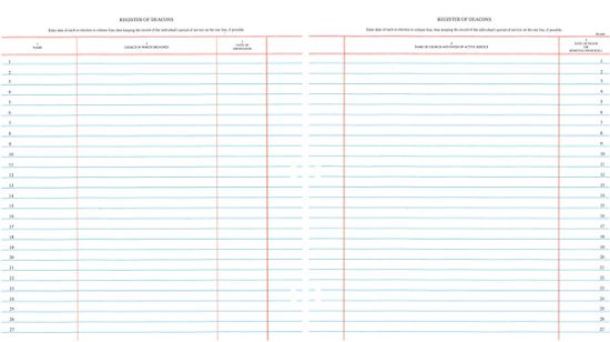 Picture of Westminster Church Register Binder Sheets  Deacons